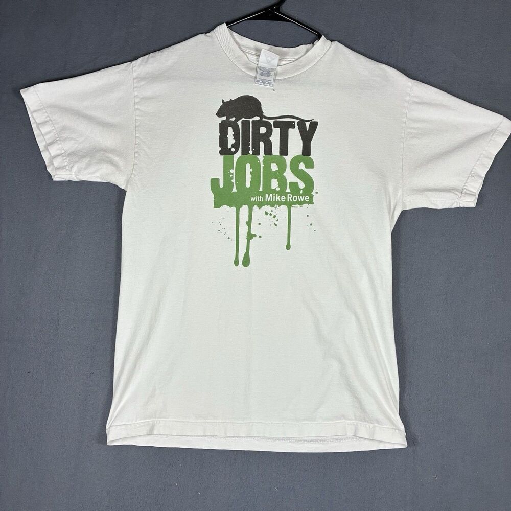 Vintage Dirty Jobs Mike Rowe Discovery Channel Promo T Shirt White Size Medium